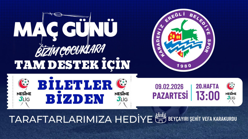 Kdz. Ereğli Belediyespor'un Yarın ki Maçında Biletler Ücretsiz!